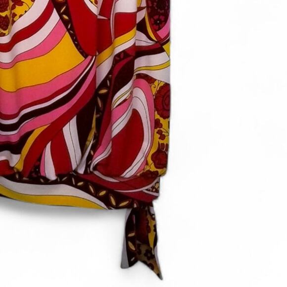 JODI KRISTOPHER Retro Graphic Print Bubble Knit Sun Dress - Size M - Picture 3 of 6